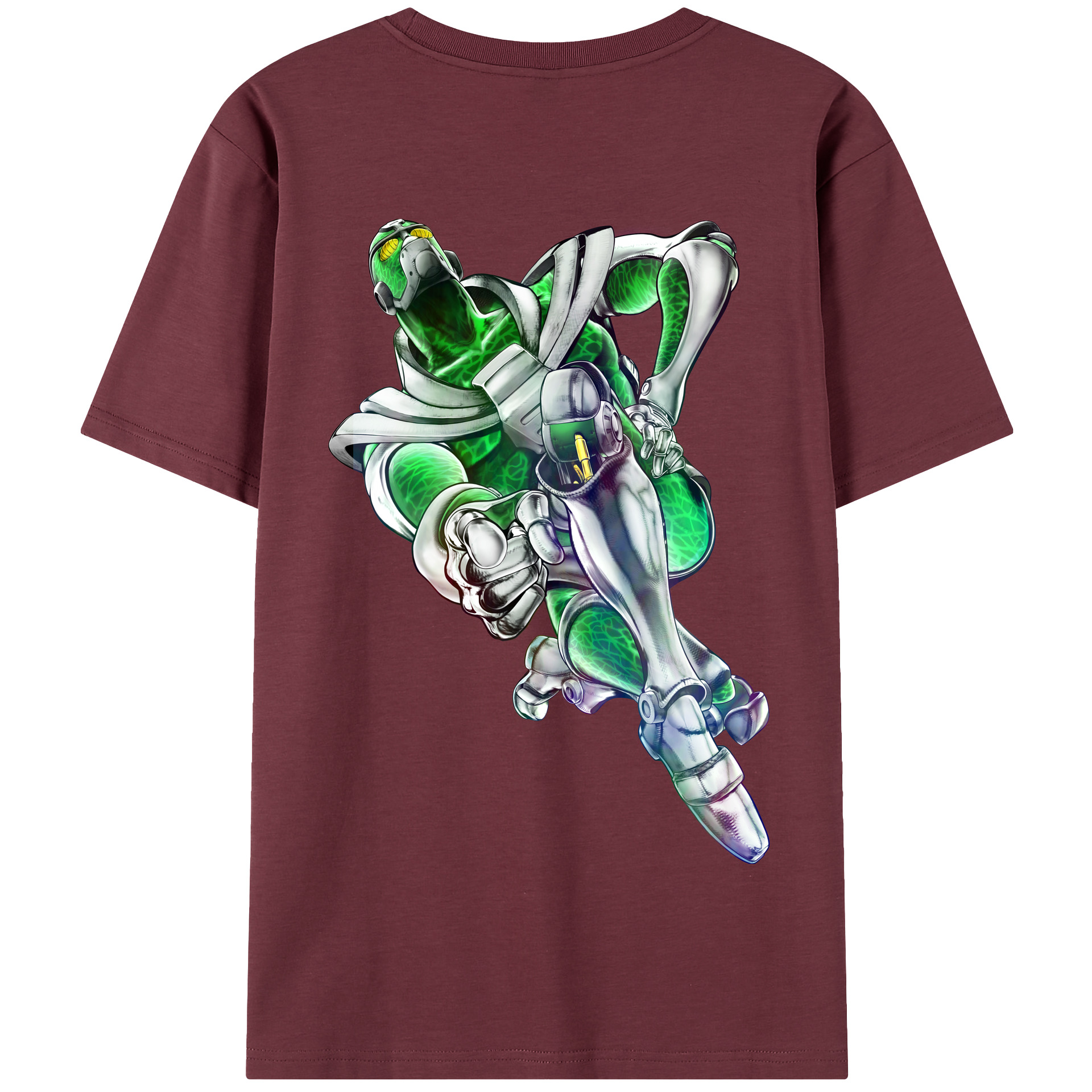 （画像用） ジョジョの奇妙な冒険 花京院 典明（かきょういん のりあき） JoJo's Bizarre Adventure Kakyoin Noriaki 綿100％半袖Tシャツ（背面プリント）